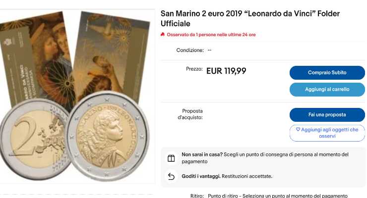Il valore delle 2 euro di Leonardo Da Vinci